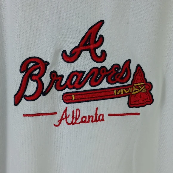 Men's Xl LEE Atlanta Braves embroidered 100% polyester white short sleeve shirt - Picture 4 of 7